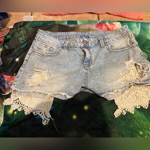 The are Jean shorts with low hanging pockets.